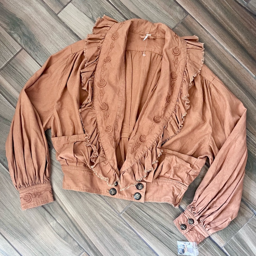 Free People Ruffle collar bomber